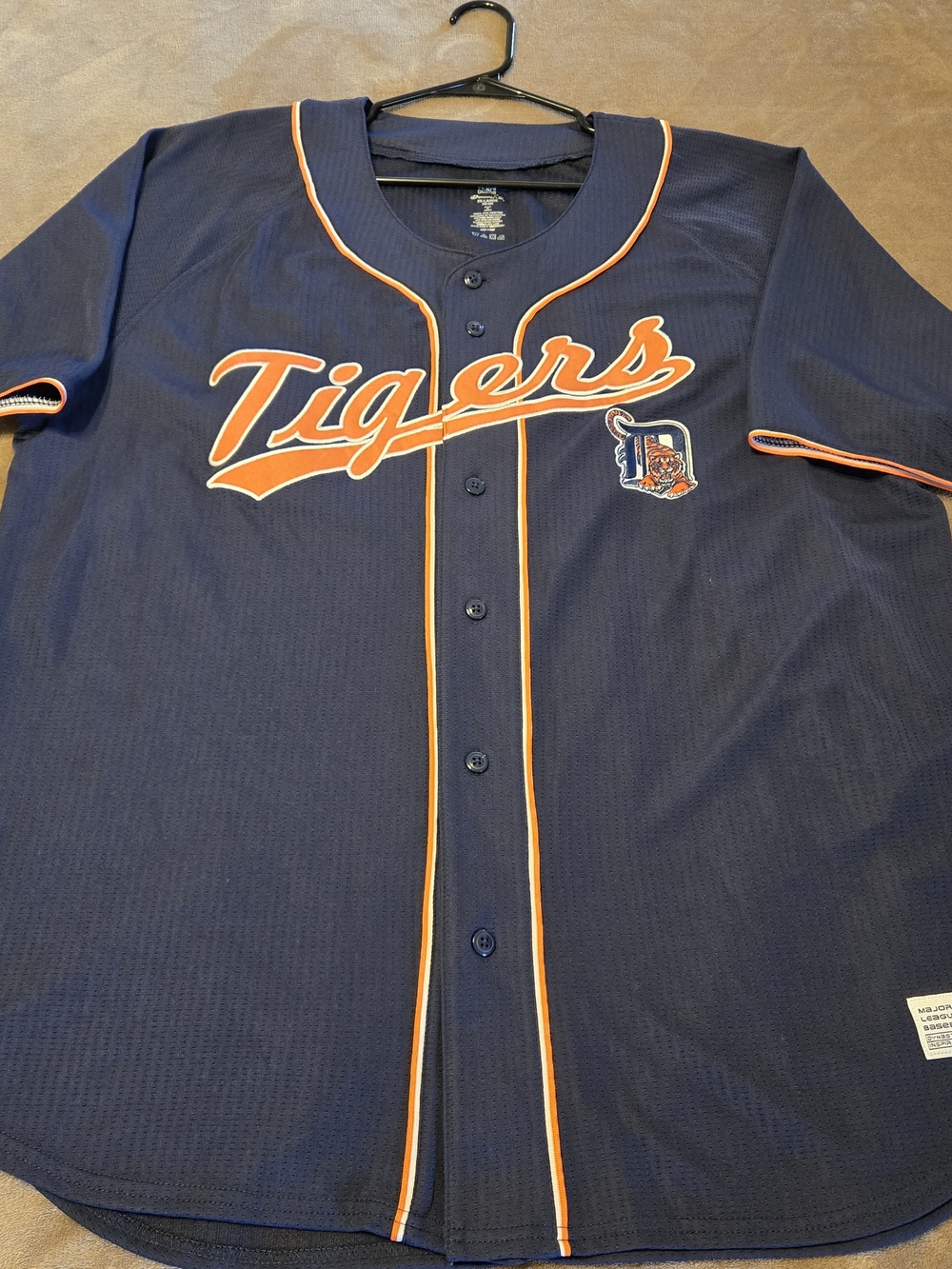 Detroit Tigers Navy and Orange Button-Up Baseball Jersey